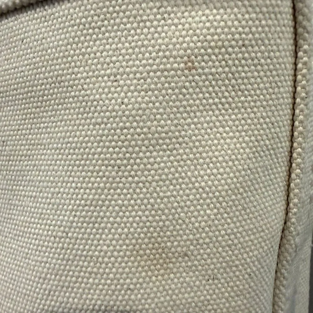 Lands End Open Top Canvas Tote Bag M Shoulder Red Natural Cotton Preppy Sturdy - Picture 9 of 16